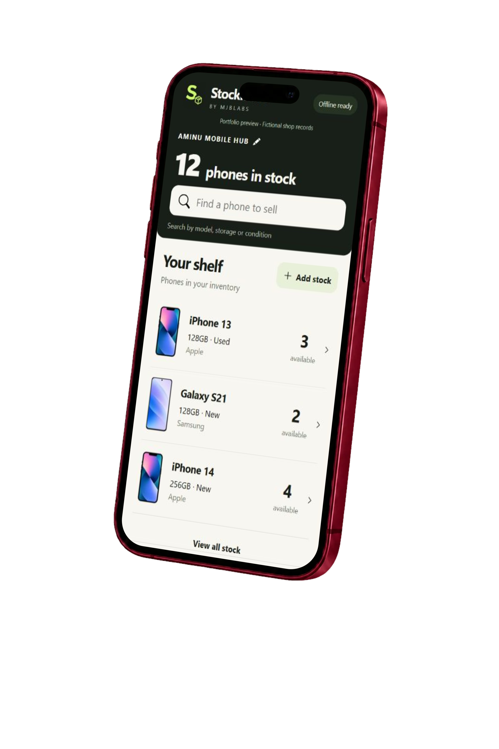 StockMate mobile iPhone mockup