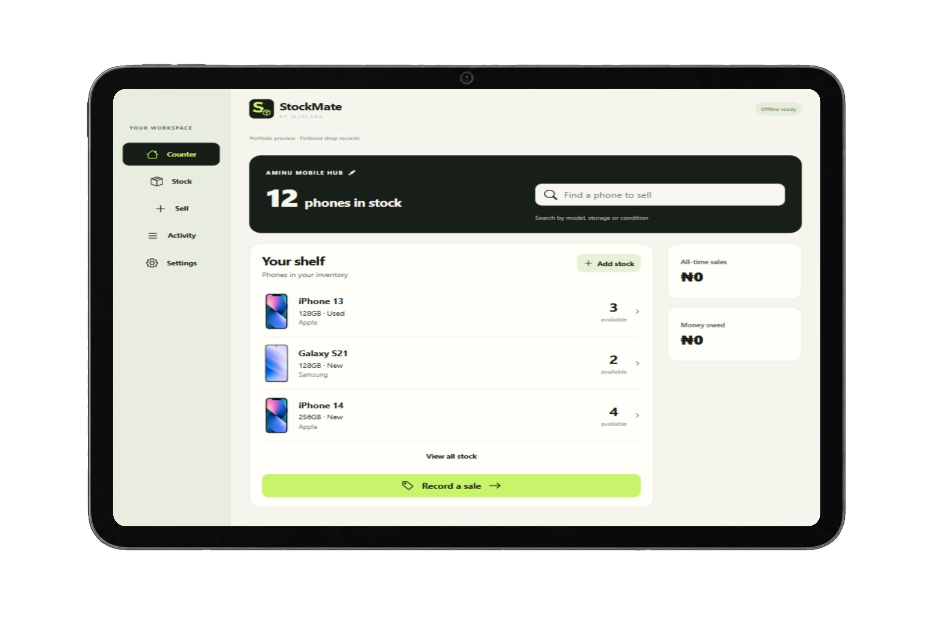 StockMate tablet mockup